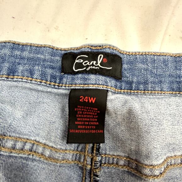 Earl Jeans Shorts size 24W Blue Denim USA RWB design Flag embroidery - Picture 3 of 12
